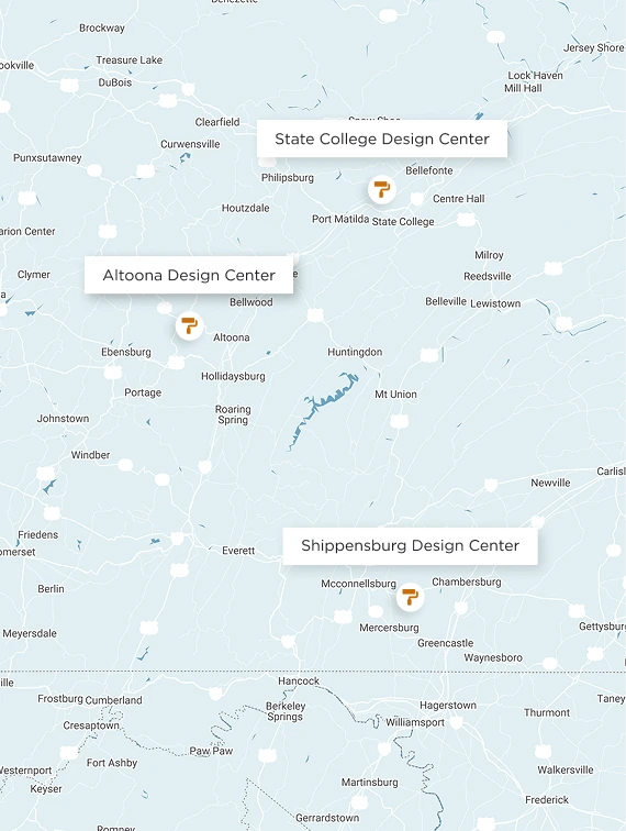 Map of S&A Design Center Locations