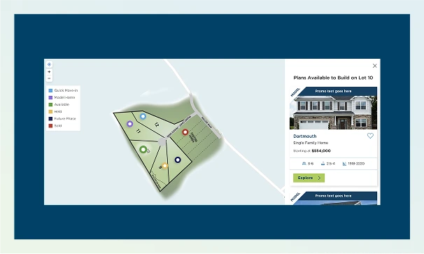Screenshot of interactive homesite map used on our website